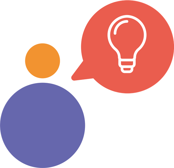 Illustration of person with lightbulb in thought bubble